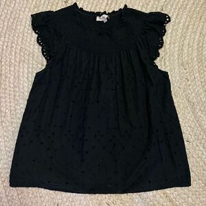 LOFT Black Eyelet Blouse